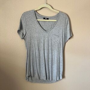 PAIGE Gray V Neck Short Sleeve Shirt with Pocket